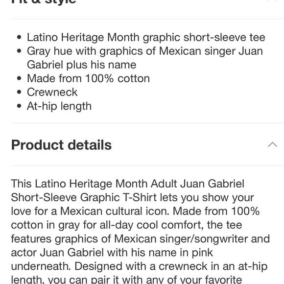 Latino Heritage Month Adult Juan Gabriel Short sleeve graphic t-shirt- Gray L - Picture 4 of 6